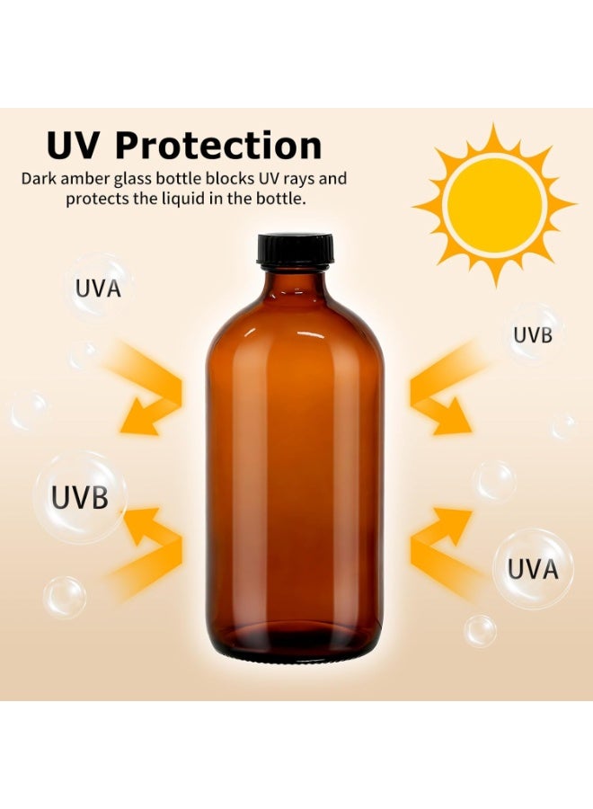 Luxoraq 500ml Amber Glass Bottle,  ( pack of 2 ) Brown Glass Boston Round Bottles, Refillable Containers for Essential Oils, Shampoo, Lotion, Soap, Cleaning Solutions, Lab Reagents – UV Protection, Leakproof Cap - Image 2